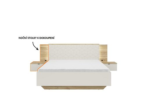 GLAMOUR noční stolek KOM1S/L + LED, levá, kašmír/dub mauvella