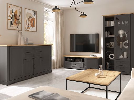TOLMIN regál REG1D2S, grafit/dub artisan