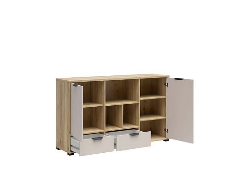 Komoda s regálem Chuck KOM2D2S, dub mauvella/kašmír