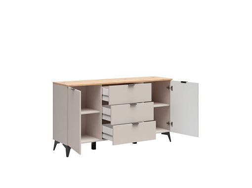 Komoda Velton KOM2D3S, kašmír/dub artisan/béžová písková