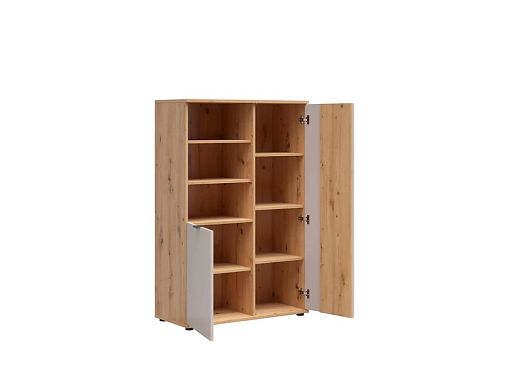 Skříň s regálem Brevas REG2D, dub artisan/kašmír