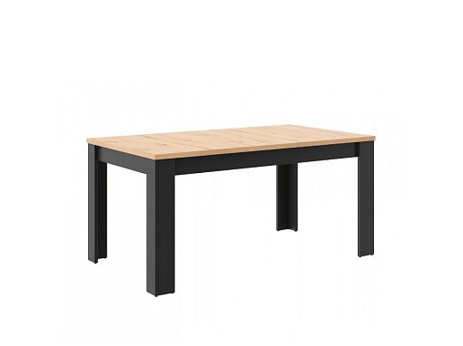 Rozkládací jídelní stůl Ostia, 160-200 cm, dub artisan/černý mat