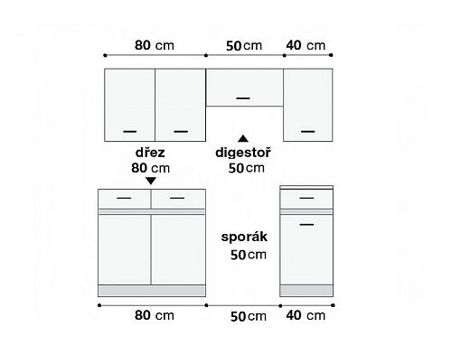Kuchyň JUNONA TAFLA 170 cm, bílá/světle šedý lesk