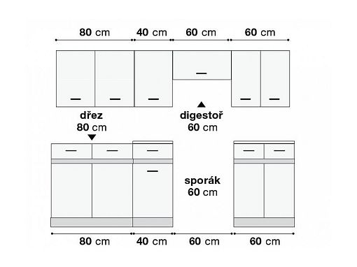 Kuchyň JUNONA RAMKA 240 cm, bílá/grafit