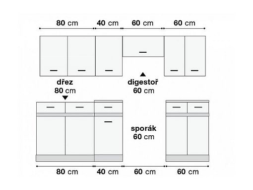 Kuchyň JUNONA TAFLA 240 cm, bílá/světle šedý lesk