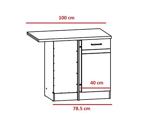 JUNONA RAMKA rohová skříňka 100 cm, levá, bílá/grafit