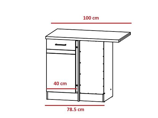 JUNONA RAMKA rohová skříňka 100 cm, pravá, bílá/grafit
