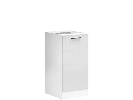 JUNONA TAFLA skříňka 40 cm, pravá, bílá/světle šedý lesk