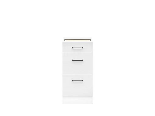 JUNONA TAFLA skříňka 40 cm, bílá/světle šedý lesk