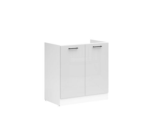 JUNONA TAFLA dřezová skříňka 80 cm, bílá/bílá/světle šedý lesk