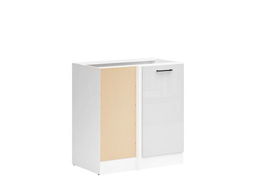 JUNONA TAFLA rohová skříňka100 cm, levá, bílá/světle šedý lesk