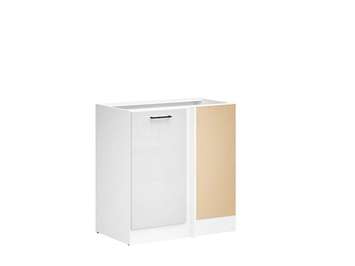 JUNONA TAFLA rohová skříňka 100 cm, pravá, bílá/světle šedý lesk
