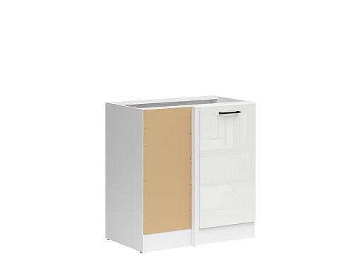 JUNONA TAFLA rohová skříňka 100 cm, levá, bílá/bílá křída lesk