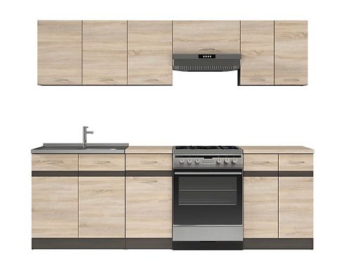 Kuchyň JUNONA 240 cm, dub sonoma / lišta wenge
