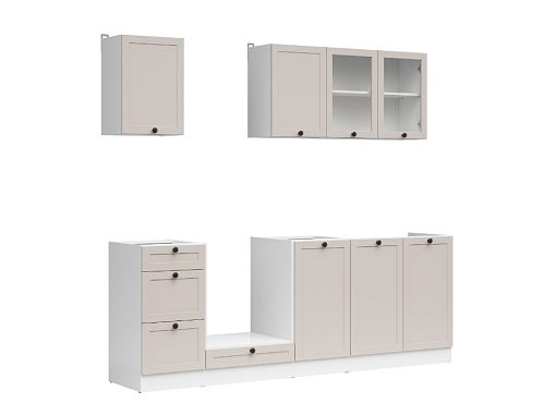Kuchyň JUNONA 220 cm, verze 2, bez pracovní desky, bílá/kašmír