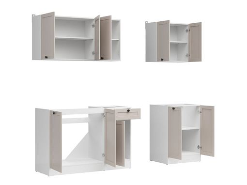 Kuchyň JUNONA 180 cm, verze A, bez pracovní desky, bílá/kašmír