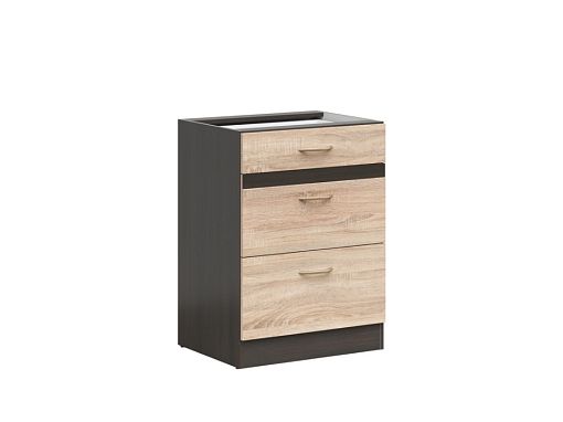 Kuchyňská skříňka Junona 60 cm, šuplíky, wenge/dub sonoma