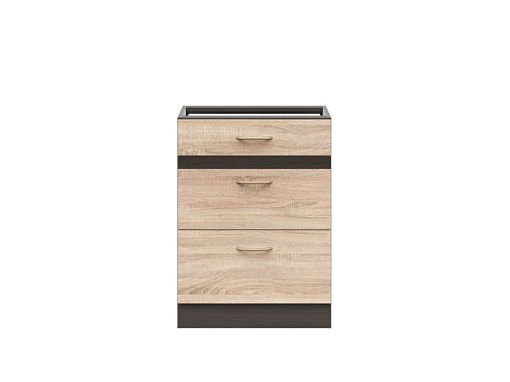Kuchyňská skříňka Junona 60 cm, šuplíky, wenge/dub sonoma