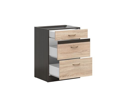 Kuchyňská skříňka Junona 60 cm, šuplíky, wenge/dub sonoma