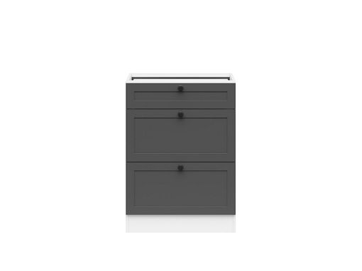 Kuchyňská skříňka Junona Ramka 60 cm, šuplíky, bílá/grafit