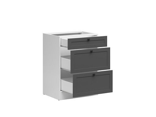 Kuchyňská skříňka Junona Ramka 60 cm, šuplíky, bílá/grafit
