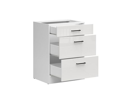 Kuchyňská skříňka Junona Tafla 60 cm, šuplíky, bílá/bílá křída lesk