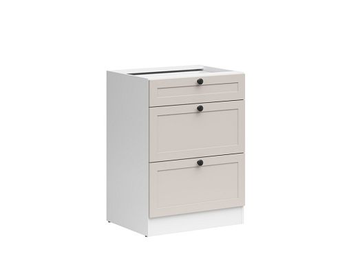 Kuchyňská skříňka Junona Ramka 60 cm, šuplíky, bílá/kašmír