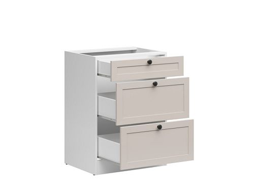 Kuchyňská skříňka Junona Ramka 60 cm, šuplíky, bílá/kašmír