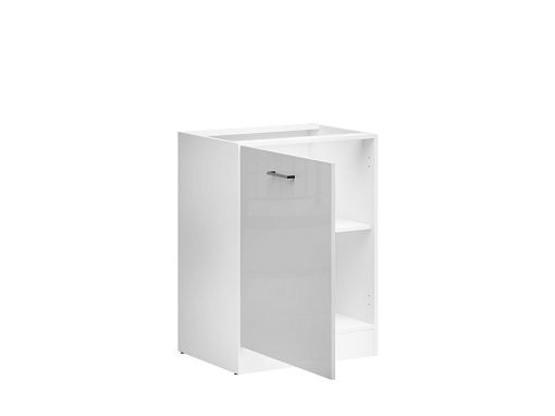 Kuchyňská skříňka Junona Tafla 60 cm, levá, bílá/šedá lesk