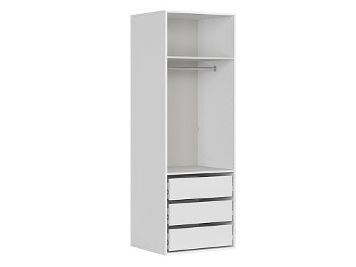 FLEX šatní skříň 75/14, bílá/bílý lesk/zrcadlo