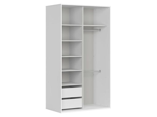 FLEX šatní skříň 120/10, bílá/bílý lesk/zrcadlo