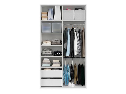 FLEX šatní skříň 120/10, bílá/bílý lesk/zrcadlo