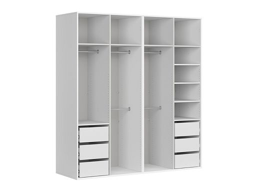 FLEX šatní skříň 200/13, bílá/bílý lesk/zrcadlo
